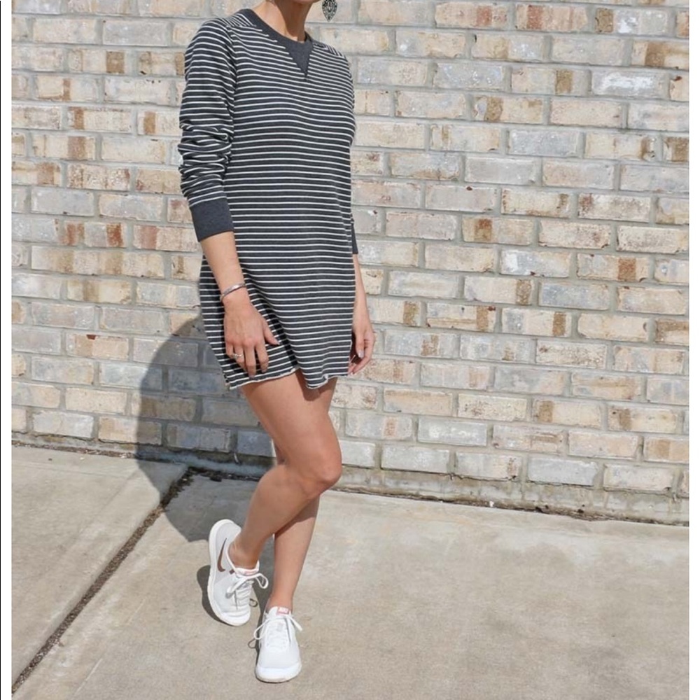 A&F | gray striped sweatshirt dress